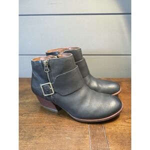 KORK EASE Boots Womens MOROSITA Black Full Grain Leather Heeled Booties 8.5